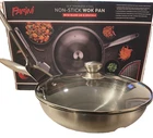 Parini 12.5" Stainless Steel Non-stick Wok Pan W/glass Lid & Spatula Nib New. Price: $39.99.