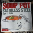 New Basics Tools Of The Trade Stainless Steel 3QT Soup Pot With Glass Lid.. Price: $24.99.