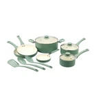Mainstays Ceramic Aluminum, 12 Piece, Pots And Pans Cookware Set Green Nonstick New. Price: $39.99.