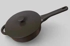 Goodful 3QT Cast Aluminum, Ceramic Deep Cooker With Lid, Side Handle Long Used. Price: $20.15.