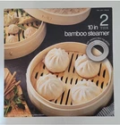 Miu 10" 2-TIER Bamboo Steamer Basket New In Box. Price: $26.99.
