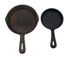 Set Of 2 Vintage Galerie Single Serve Cast Iron Skillets W/handles Country Decor Used. Price: $24.99.