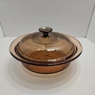Vintage Corning Ware Vision Amber Ribbed Casserole 1.5 Qt V-32-B & Lid Used. Price: $16.99.
