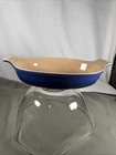 Creuset Heritage Stoneware Oval Au Gratin Baking Dish Marseille Blue 11.04 Used. Price: $29.00.