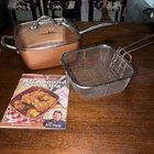 Copper Chef 9.5" Square Frying Pan Basket & Glass Lid Used. Price: $28.00.
