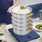 5-TIER Steamer Cooking Pot, Stainless Steel Pots, Cookware Steaming New. Price: $48.53.