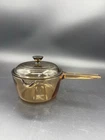 Vtg Corning Vision Ware Amber Pyrex Glass 1L Sauce Pan/pot Usa With Lid Used. Price: $20.00.