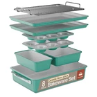 Bakkenmaster 8-PIECE Stackable Bakeware Set Ceramic Non-stick Oven-safe New. Price: $130.71.