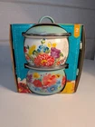 The Pioneer Woman Breezy Blossom Enamel Steel 1.05 Qt. Mini Dutch Ovens, 2 Pk New. Price: $35.00.