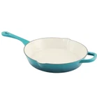 Crock Pot Artisan Enameled 12" Round Cast Iron Skillet In Teal Ombre New. Price: $75.20.