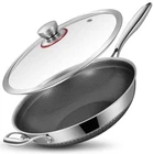 Lolykitch 12 Inch Tri-ply Stainless Steel Wok Pan With Lid Ceramic Nonstick Stir New. Price: $80.98.