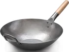 Craft Wok Flat Hand Hammered Carbon Steel Pow With Wooden Helper New. Price: $116.69.