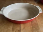 Creuset Red Stoneware Oval Au Gratin Casserole Baking Dish Large 13 Used. Price: $45.00.