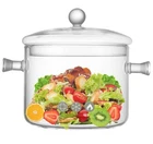 Riavzau Glass Cooking Pot, 1.5L Heat-resistant, Clear New. Price: $8.00.