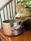Vintage Mauviel France Hammered Copper 2.8 Quart Pan Rivot Iron Handle Used. Price: $370.00.