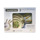 Tramontina Swiss Crystal Ceramic Interior 3-PACK Fry Pan Set, Cream & Gold New. Price: $49.99.