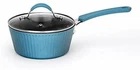 Nutrichef Reinforced Forged Aluminum Saucepan Pot 1.7QT With Lid - Blue New. Price: $34.99.