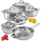 Home Kitchen Cookware Sets, 12-PIECE Basic Stainless Steel Pots And Pans New. Price: $89.99.