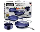 Granite Stone Blue 5 Piece Cookware Set, Ultra Non-stick, Dishwasher Safe, Oven New. Price: $83.77.
