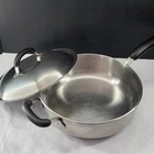Meyer Bella Cuisine Cookware 10.5" Deep Skillet Stainless Steel Saut Pan W/ Lid Used. Price: $34.99.