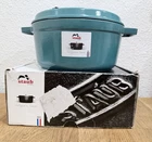 Staub 4-QT Cast Iron Round Dutch Oven Cocotte Turquoise Blue Made In France New. Price: $194.99.