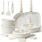 Tibbicc Pots And Pans Non Stick 20PCS, Ceramic Set, Cream White New. Price: $114.21.