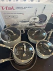 T-fal Excellence Ceramic Non Stick Cookware 10 Piece Set White Used. Price: $99.95.