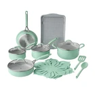 Pioneer Woman Sutton 17-PIECE Ceramic Cookware Set W/ Lids& Cookie Sheet Green New. Price: $89.00.