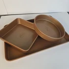 Gotham Steel Gold Nonstick Cake Pan Bakeware Round Square Sheet 3 Piece Set Used. Price: $16.99.