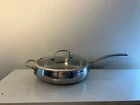 Belgique Quart Stainless Steel Frying Pan Glass Lid HS10613 Used. Price: $25.00.