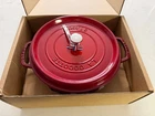Staub Cast Iron 7-QT Dutch Round Oven Cherry New Box From Closing Store. Price: $220.00.