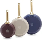 Healthy Ceramic Nonstick Frying Pan Set, 8", 10", 12", Gold Handle, Pfas-free New. Price: $232.99.