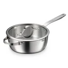 Tramontina Deep Saute Pan 3.5 Qt 18/10 Stainless Steel Tri-ply Base Glass Lid New. Price: $68.94.