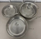 Cuisinart Stainless Steel Cookware Set Pans Glass Lids 8" 10" 3QT Saut Used. Price: $24.95.