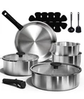 Carote Pots Pans Set, Stainless Steel Cookware Detachable Handle, 15PCS New. Price: $79.49.