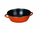 Ibili 32CM Deep Frying Pan Enamelled Steel New Handles Orange/black. Price: $43.87.