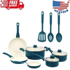 12 Piece Ceramic Nonstick Aluminum Pots And Pans Cookware Set, Blue New. Price: $49.97.