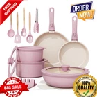 Astercook 20-PIECE Ceramic Pots And Pans Set, Nonstick Cookware Pink New. Price: $39.99.