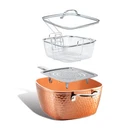 Gotham Steel Nonstick Square Deep Frying Pan 9.5 Copper Ceramic Pot Lid Basket New. Price: $110.14.