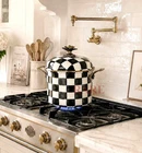 Mackenzie-childs Courtly Check Quart Large Stockpot 10.75" New Original Box. Price: $295.00.