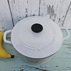 Vintage Cuisinart Cast Iron Qt White Enameled Saucepan Lid C1630-20 Used. Price: $88.00.