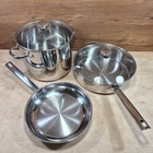 Wolfgang Puck Bistro Collection Cookware Set 5-PIECE 18-10 Stainless Steel Used. Price: $89.99.