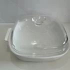 Corningware 10 Square White Casserole Baking Dish With Glass Lid Used. Price: $12.99.