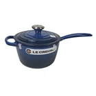 Le Creuset Signature Cast Iron 1.75 Quart Saucepan Lapis Scuffs Nwob New. Price: $175.00.