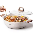 Dezin 5-QT Double-flavor Shabu Pot With Divider, Dual Quarts, Beige New. Price: $84.99.