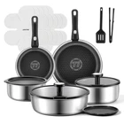 Jeetee Hybrid Tri-ply Stainless Steel Cookware Set, Pots 18PCS, Silver New. Price: $107.99.