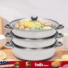 3 Tier Stainless Steel Cooker Steamer Set Pan Pot With Glass Lid Usa New. Price: $29.95.