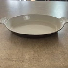 Creuset #32 Brown Enameled Cast Iron Au Gratin Oval Baking Casserole Dish Used. Price: $44.99.