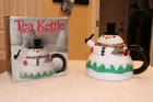 Roshco Porcelain On Steel Snowman Tea Kettle - 3QT W/original Box **ec** Used. Price: $20.00.