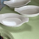Oven Proof Made Japan Stoneware Au Gratin Dish Speckled Set 3. Midcentury. Price: $15.00.